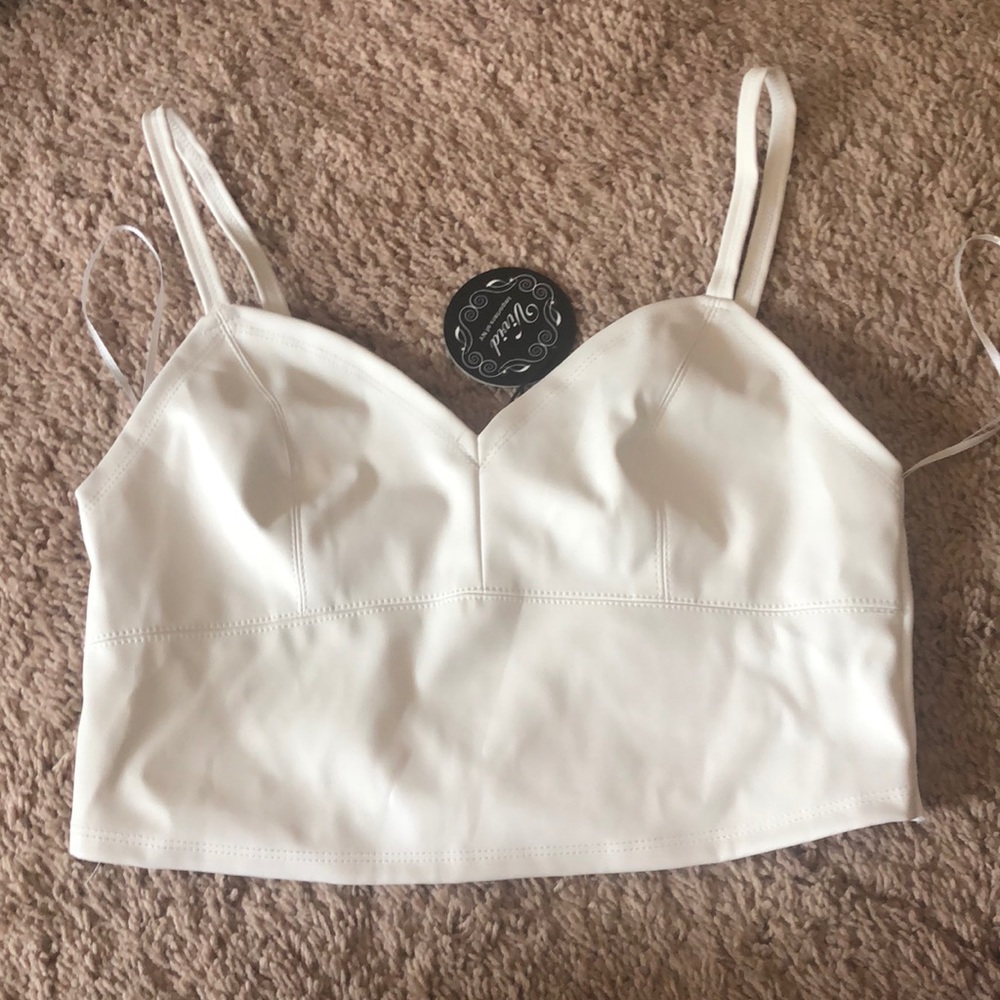 White leather crop top